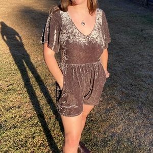 Green American Eagle Velvet Romper